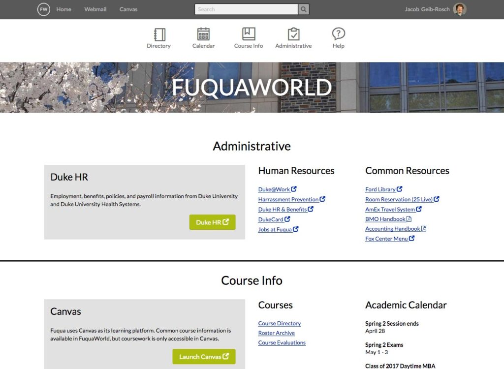 Thumbnail of FuquaWorld intranet portal
